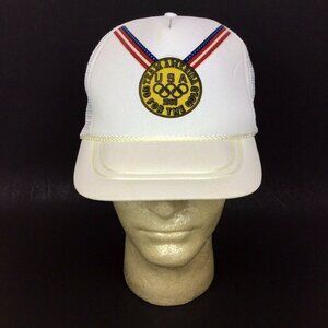 Vintage 1988 Team USA Olympics White Trucker Hat Clutch Headwear One Size